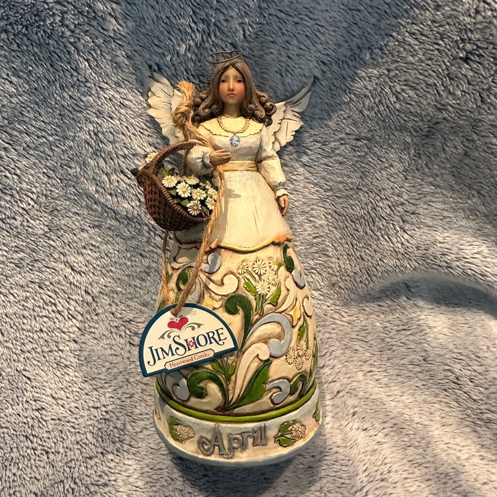Jim Shore Angel Figurine with Green and White Accents